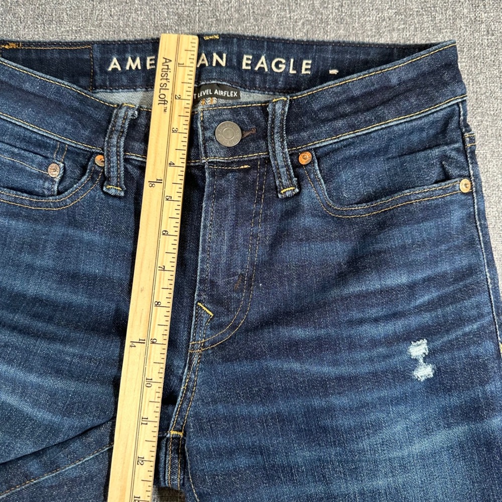 American Eagle Jeans Mens 29x32 Ne(x)t Level Airflex Dark Indigo Distressed Slim - Picture 8 of 9